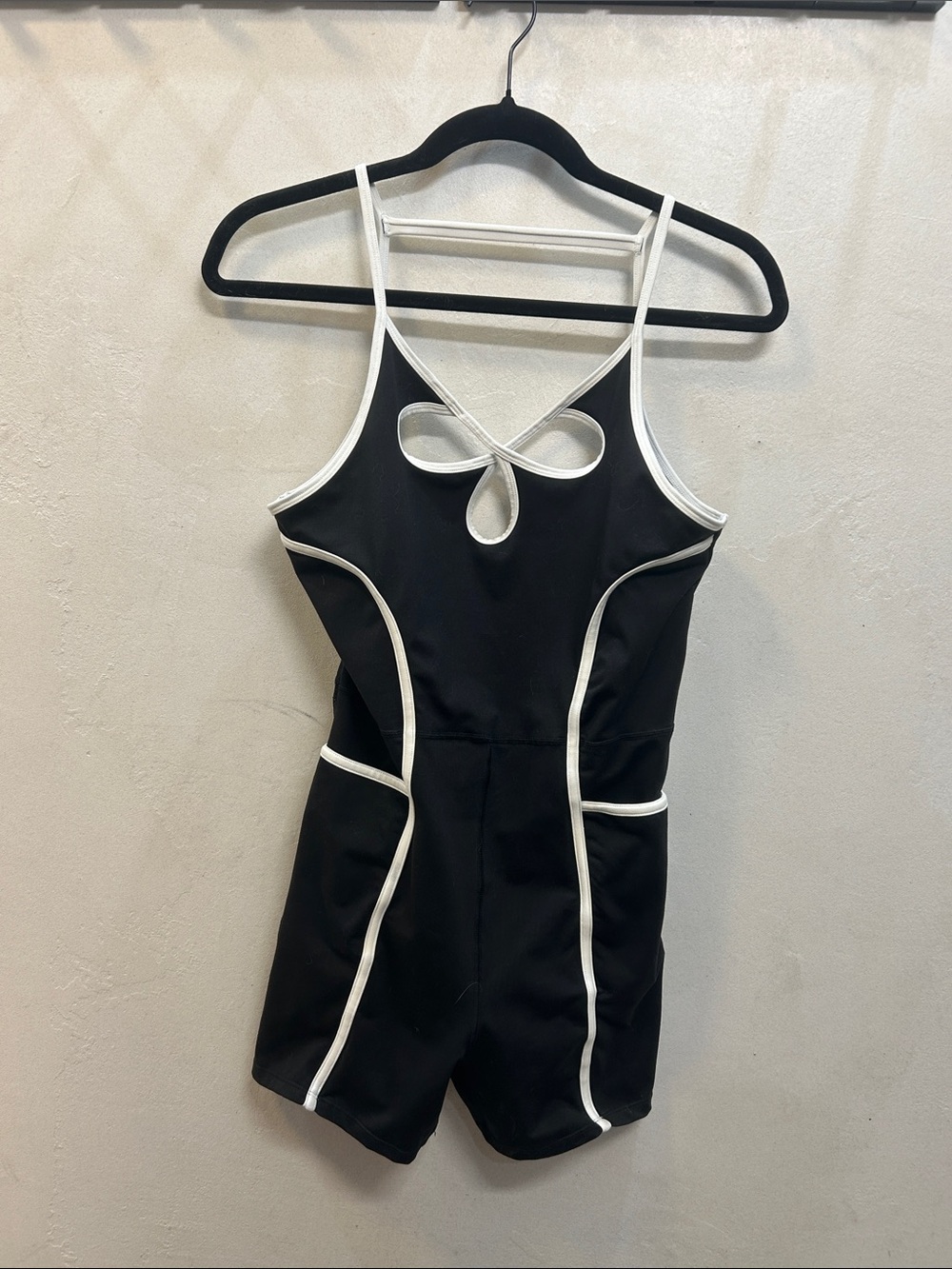 Free People Black & White Trim Athletic Romper size medium
